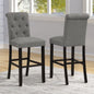 [SET OF 2] Leviton Solid Wood Tufted Asons Grey Barstool