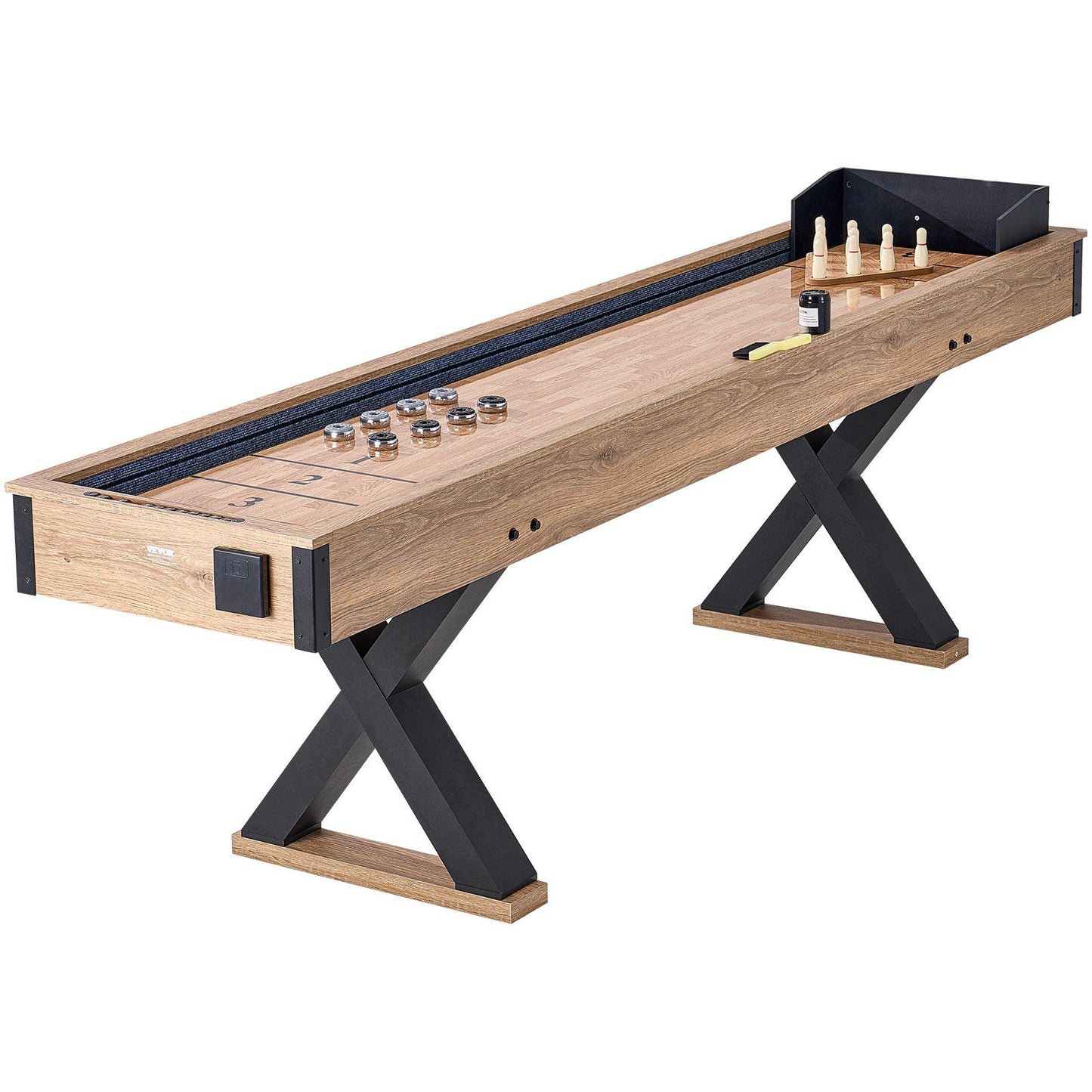 VEVOR 9 ft Shuffleboard Table 2 in 1 Shuffleboard and Bowling Combo Game Set