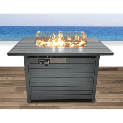 42" W x 25" H Steel Propane Fire Pit Table with Lid