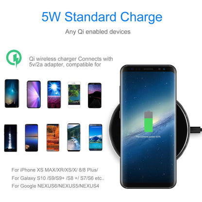 Wireless Charger Qi-Certified Ultra-Slim 5W Charging Pad for iPhone XS MAX/XR/XS/X/ 8/8 Plus