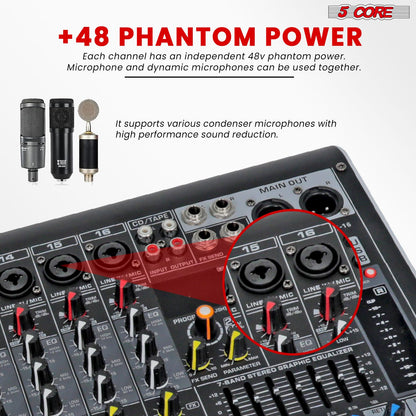 5Core Audio Mixer 16 Channel DJ Mixing Board Bluetooth USB Analog Professional Mezclador De Audio - MX 16CH L