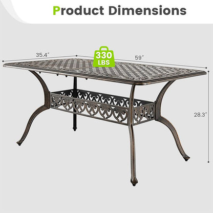 Cast Aluminum Outdoor Patio Dining Table