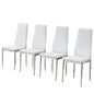 [SET OF 4] Grid armless white high backrest dining chair