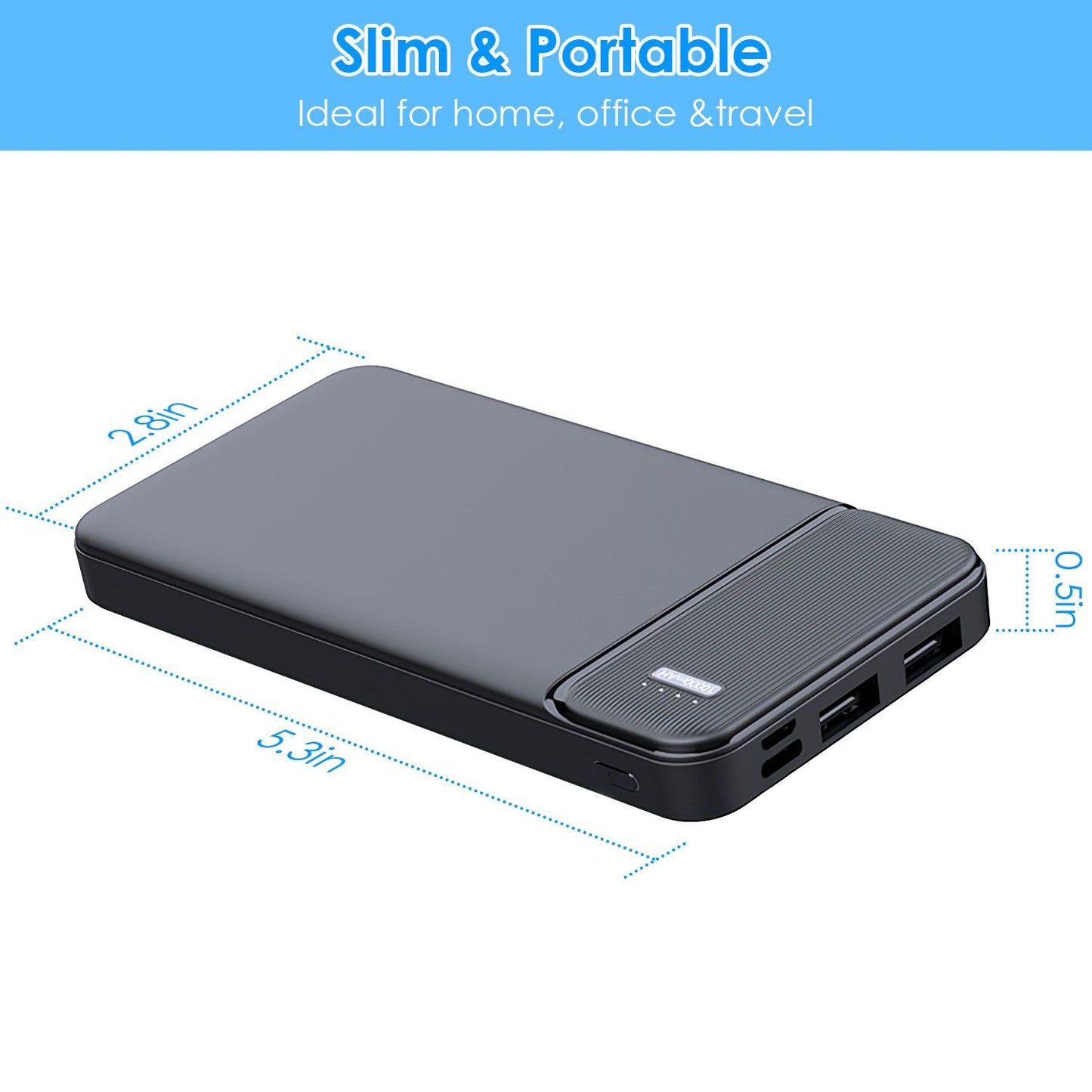 Power Bank Portable Phone Charger for Home Office Travel External Battery Pack with 1 Micro USB Cable Fit For IOSPhone 13/12 Samsung Galaxy S21 And More