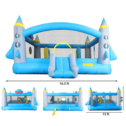 Multifunctional Jump 'n Slide Inflatable Bouncer for Kids Complete Setup with Blower - 198" x 180" Play Area - 96" Tall