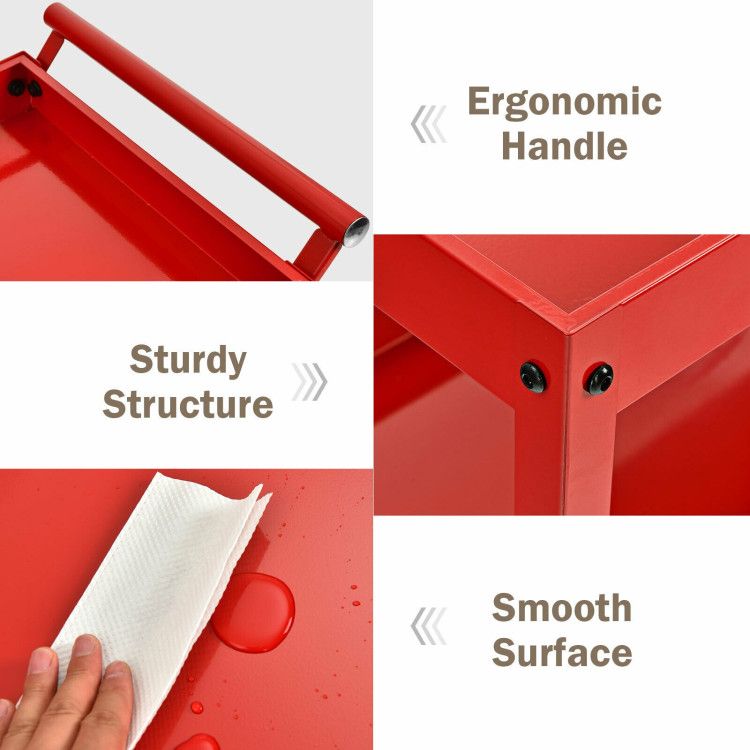 3-Tier Utility Cart with Steel Frame and Four Wheels