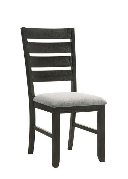 [SET OF 2] Contemporary Wheat Charcoal Finish Solid Wood Dining Chairs