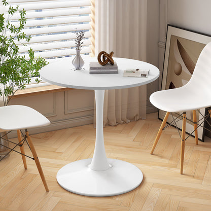 32"Modern Round Dining Table with Round MDF Table Top,Metal Base Dining Table, End Table Leisure Coffee Table,White