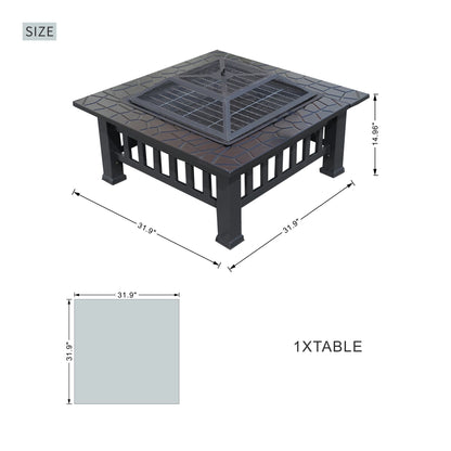 Durable Outdoor Fire Pit Table for Wood Burning with Accessories