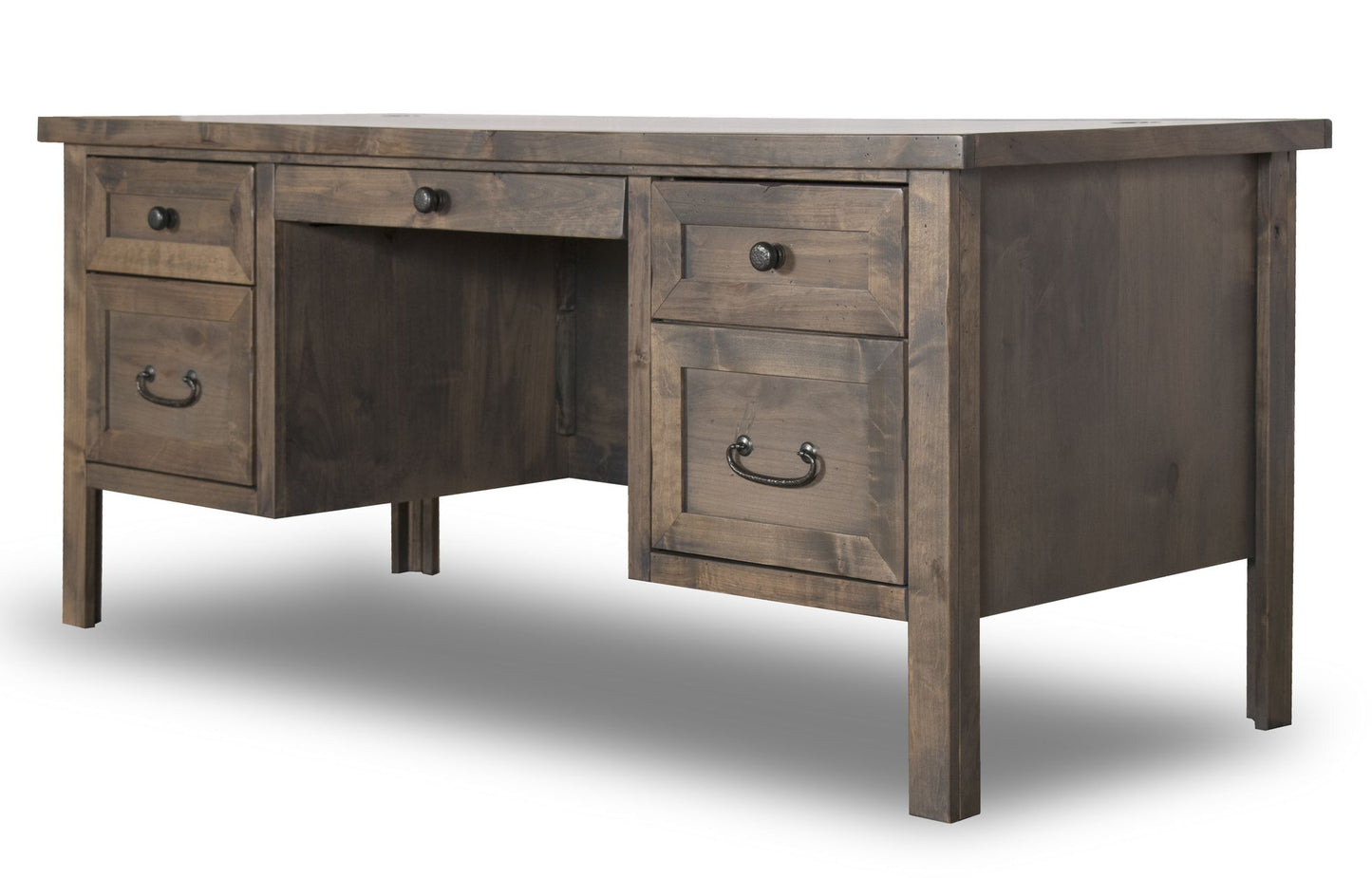 Large Executive Desk, No Assembly Required, Barnwood Finish