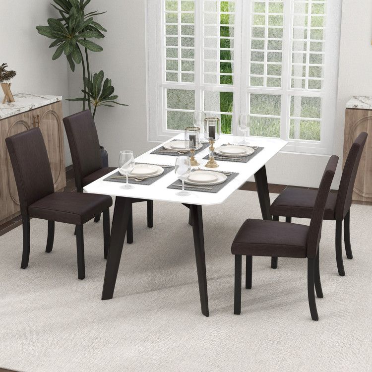 [SET OF 4] Upholstered Kitchen Dinette Chairs with Wood Frame