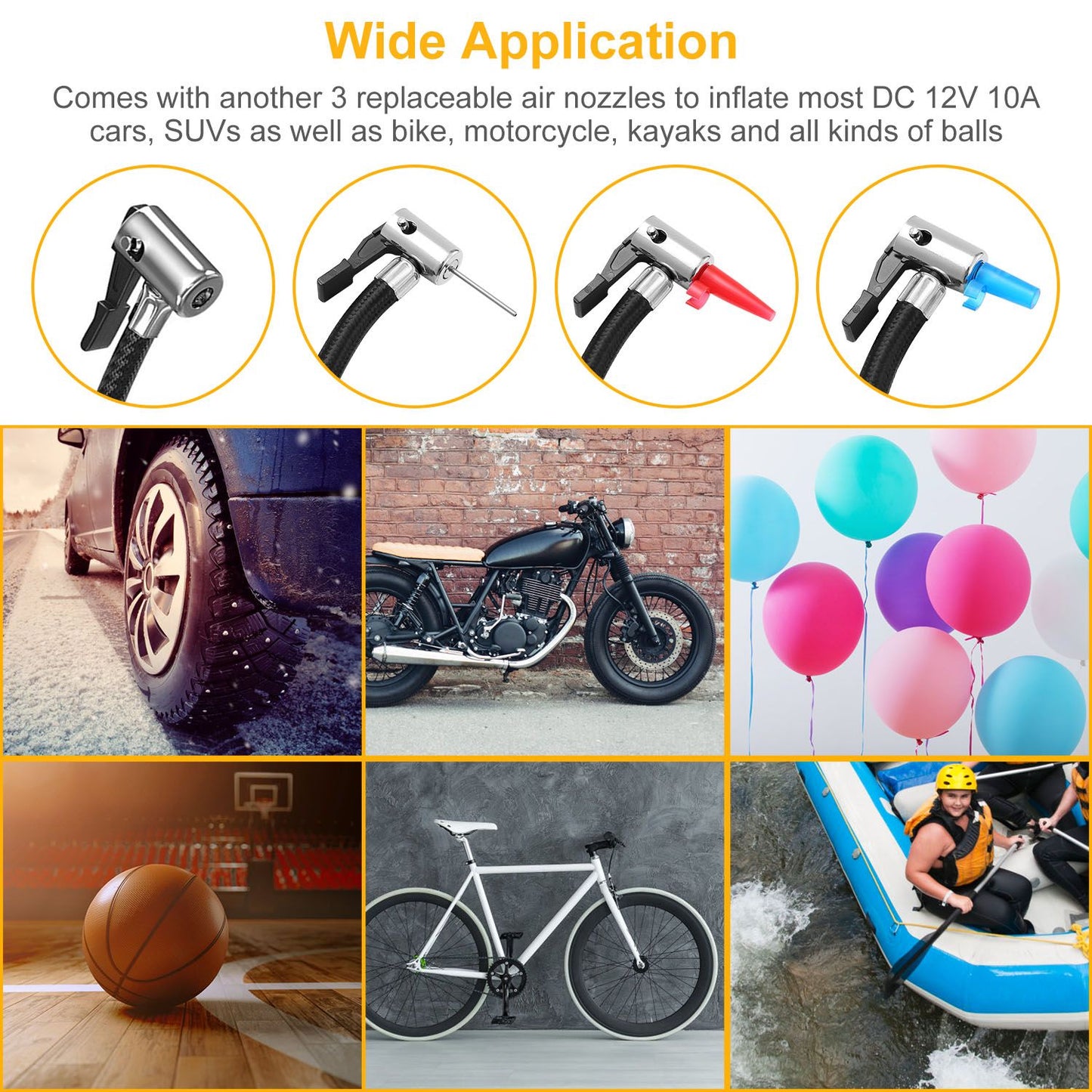 Car Tire Air Pump Portable Air Compressor Pump DC 12V Car Tire Inflator Pump For Bicycle Motorcycle w/ Pointer