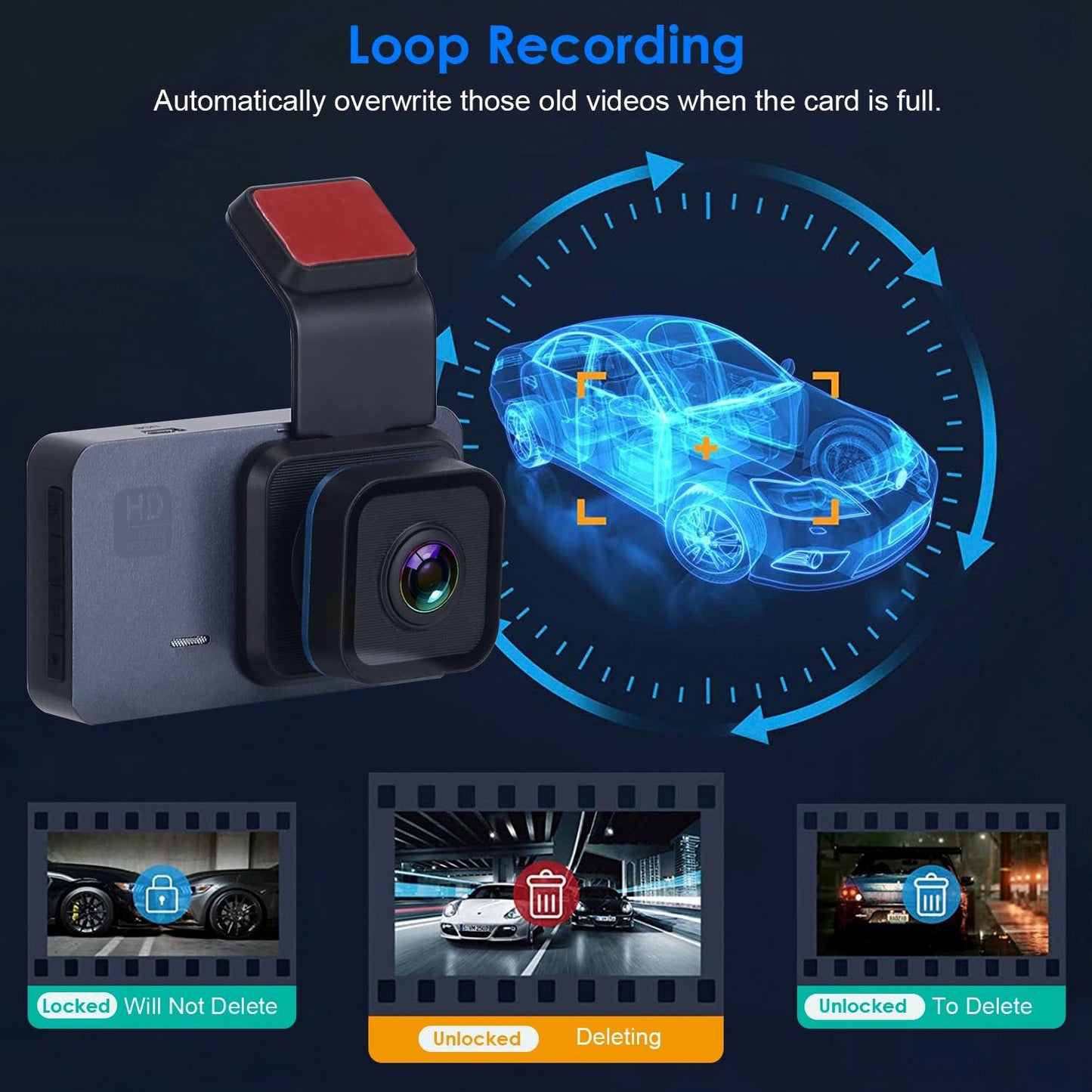 1080P Dual Lens Dash Cam Vehicle Driving Recorder Car DVR with WiFi GPS G-Sensor APP Control Motion Detection Parking Monitor Night Vision