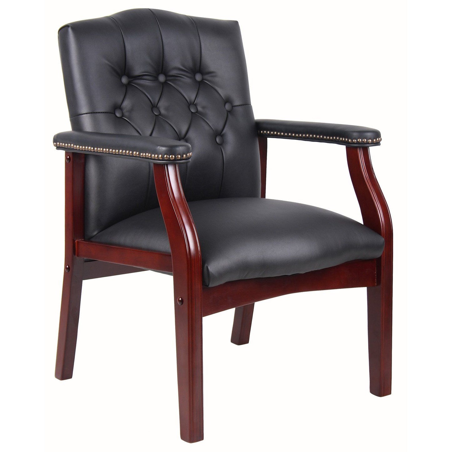 Leather Reception Guest Chairs W/Padded Seat and Arms Ergonomic