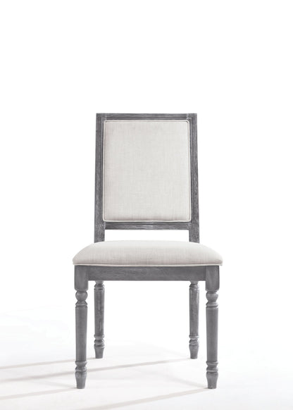 Leventis Cream Linen & Weathered Gray Finish Side Chair