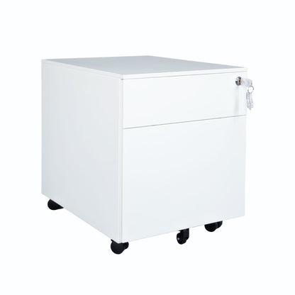 2 Drawer Mobile File Cabinet with Lock Metal Filing Cabinet for Legal/Letter/A4/F4 Size, Fully Assembled Include Wheels, Home/Office Design