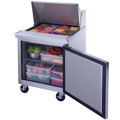 Dukers Commercial Single Door Salad Prep Table Refrigerator