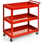 3-Tier Utility Cart with Steel Frame and Four Wheels