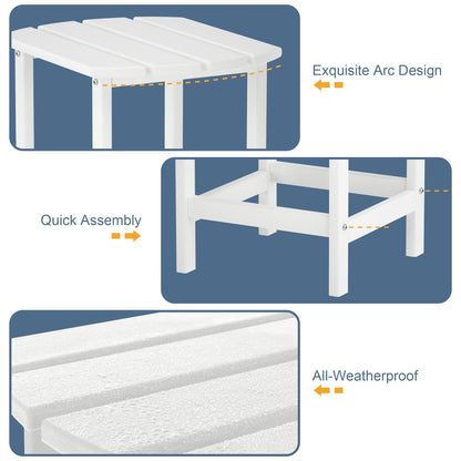 Adirondack Outdoor Side Table;  HDPE Plastic End Tables for Patio;  Backyard;  Pool;  Indoor Outdoor Companion;  Easy Maintenance Weather Resistant Lawn Furniture