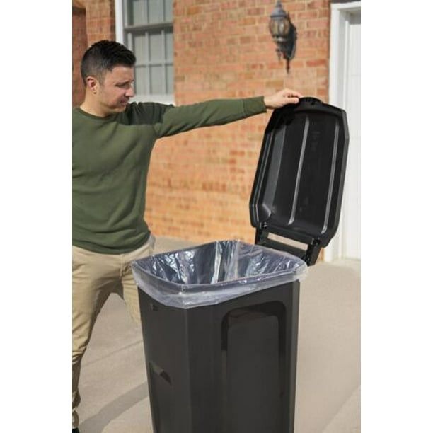 Black Roughneck Wheeled Plastic Garage Trash Can, 50 Gallon