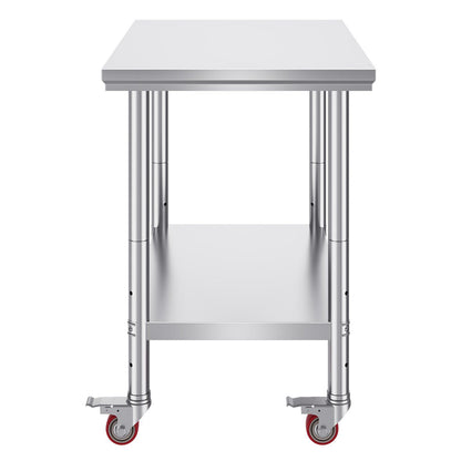 VEVOR Stainless Steel Work Table 36x24 Inch with 4 Wheels Commercial Food Prep Worktable with Casters