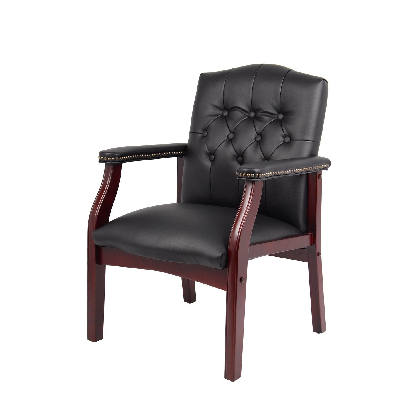 Leather Reception Guest Chairs W/Padded Seat and Arms Ergonomic