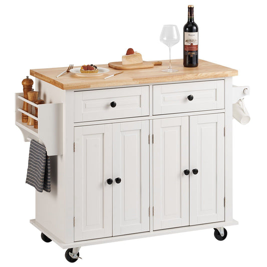 VEVOR Kitchen Island Cart with Solid Wood Top, 35.4" Width Mobile Cart