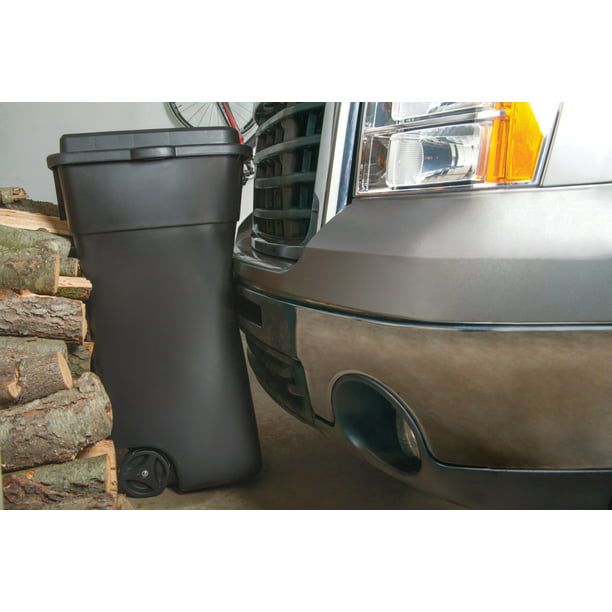 Black Roughneck Wheeled Plastic Garage Trash Can, 50 Gallon