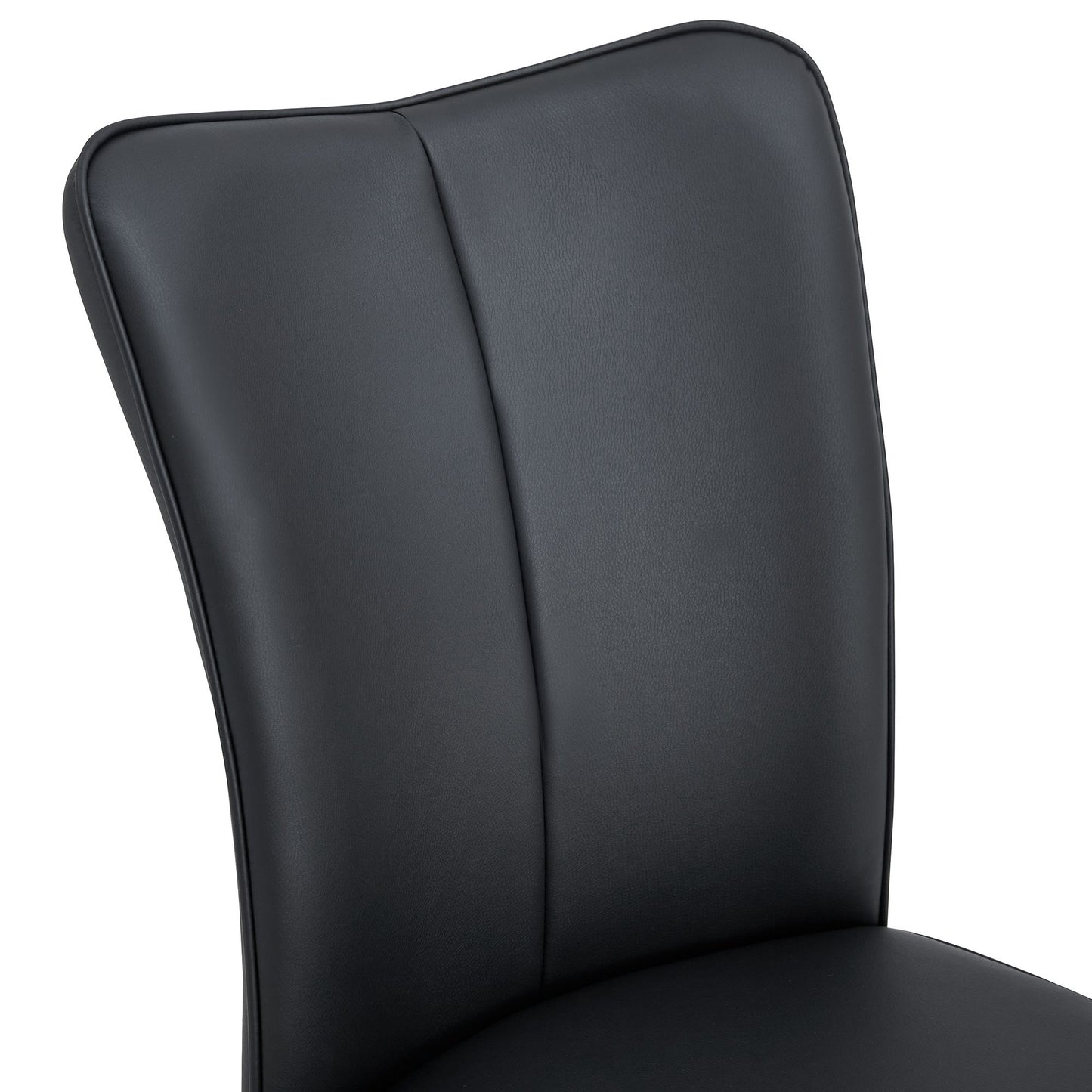 [SET OF 2] Modern Minimalist Black Dining Chairs with Curved Backrest and Cushion.