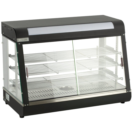 VEVOR Commercial Food Warmer Display w/ Stainless Frame Glass Doors