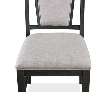 [SET OF 2] Contemporary Dining Side Chair Upholstered Padded Seat Back Gray Finish Wooden