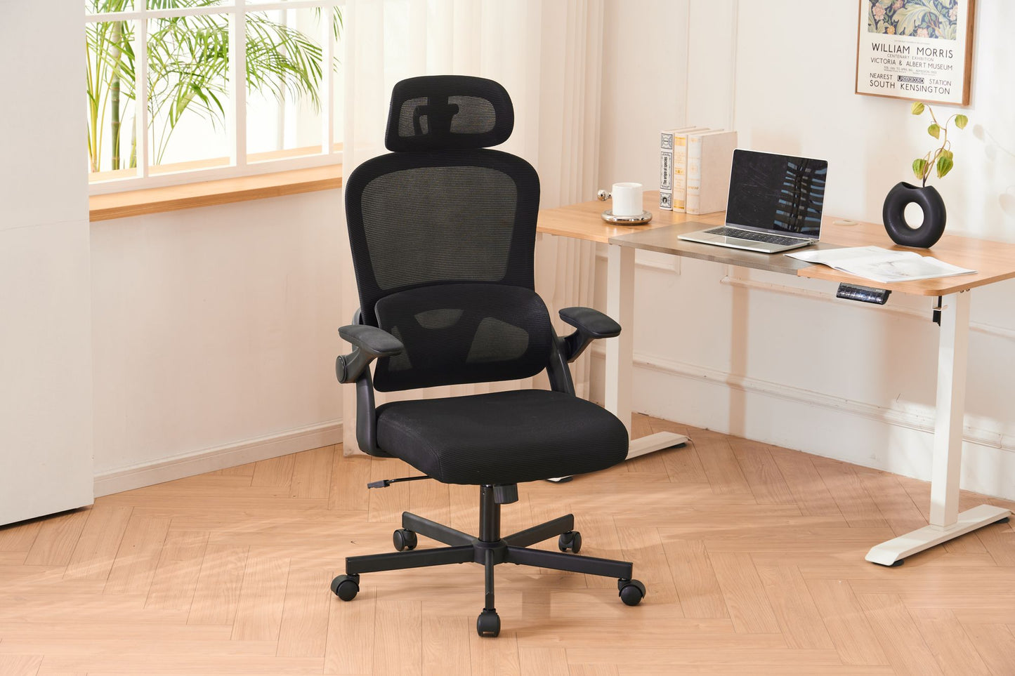 Ergonomic Mesh Office Chair, High Back Desk Chair with 3D Armrests, Up&Down Lumbar Support, Swivel Computer Task Chair with Adjustable 2D Headrest, Tilt Function Black