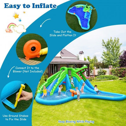 7 in 1 Inflatable Bounce House with Splashing Pool