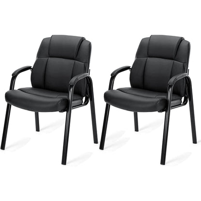 [SET OF 2] Leather Conference Room Chairs with Padded Arms