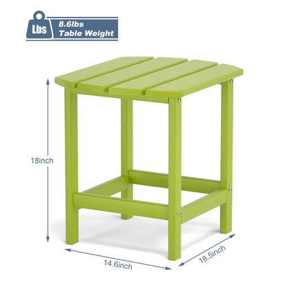 Adirondack Outdoor Side Table;  HDPE Plastic End Tables for Patio;  Backyard;  Pool;  Indoor Outdoor Companion;  Easy Maintenance Weather Resistant Lawn Furniture