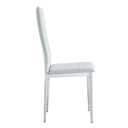 [SET OF 4] Checkered light grey armless high back dining chairs,