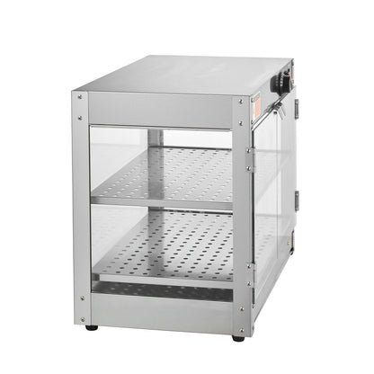 VEVOR 2-Tier Commercial Food Warmer Display Countertop Pizza Cabinet with Light