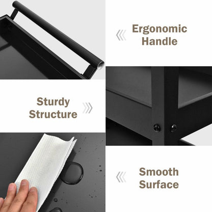 3-Tier Utility Cart with Steel Frame and Four Wheels