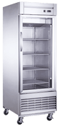 Dukers Commercial Single Glass Door Upright Bottom Mounted Reach-in Refrigerator in Stainless Steel