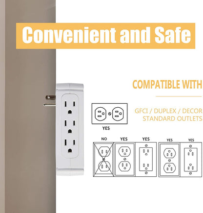 Bosonshop Wall Outlet Extender-2 Pack Surge Protector Multifunctional Outlet Wall Plug with 3 USB Ports(3.4A Total), 8 AC Outlets, Removable Outlet Shelf