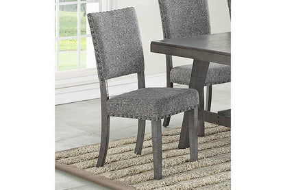 [SET OF 2] Modern Gray Fabric Upholstered Dining Chairs