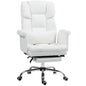 HOMCOM Executive Office Chair, PU Leather Ergonomic Office Desk Chair, Reclining and Swivel Chair with Footrest and Lumbar Support, White