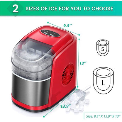 Countertop Ice Maker;  9 Cubes Ready in 6-8 Minutes with Self-Cleaning Program;  Compact Automatic Ice Makers;  Red;  Black&Red;  White