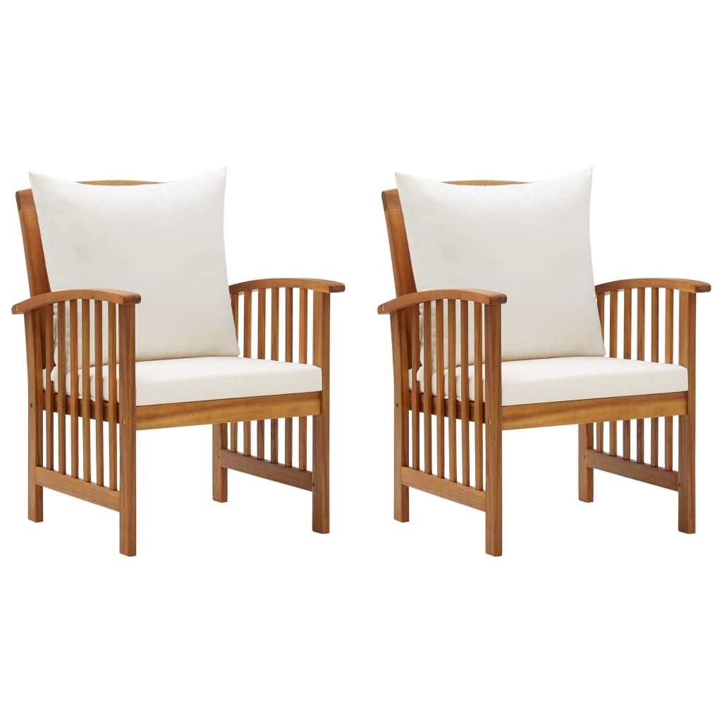 Patio Chairs with Cushions 2 pcs Solid Acacia Wood