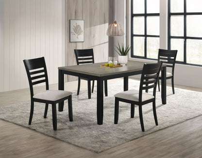 [SET OF 2] Contemporary Black Wooden, Grey Upholstered Dining Side Chair