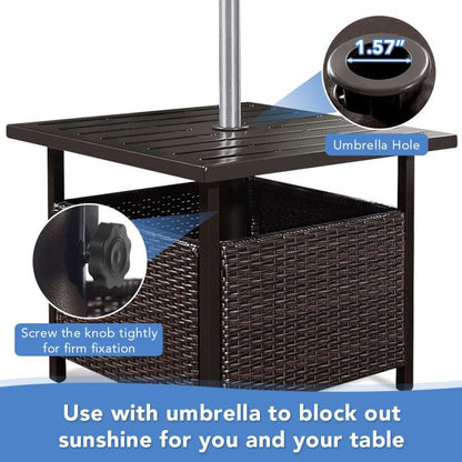 Outdoor Patio Rattan Wicker Steel Side Deck Table