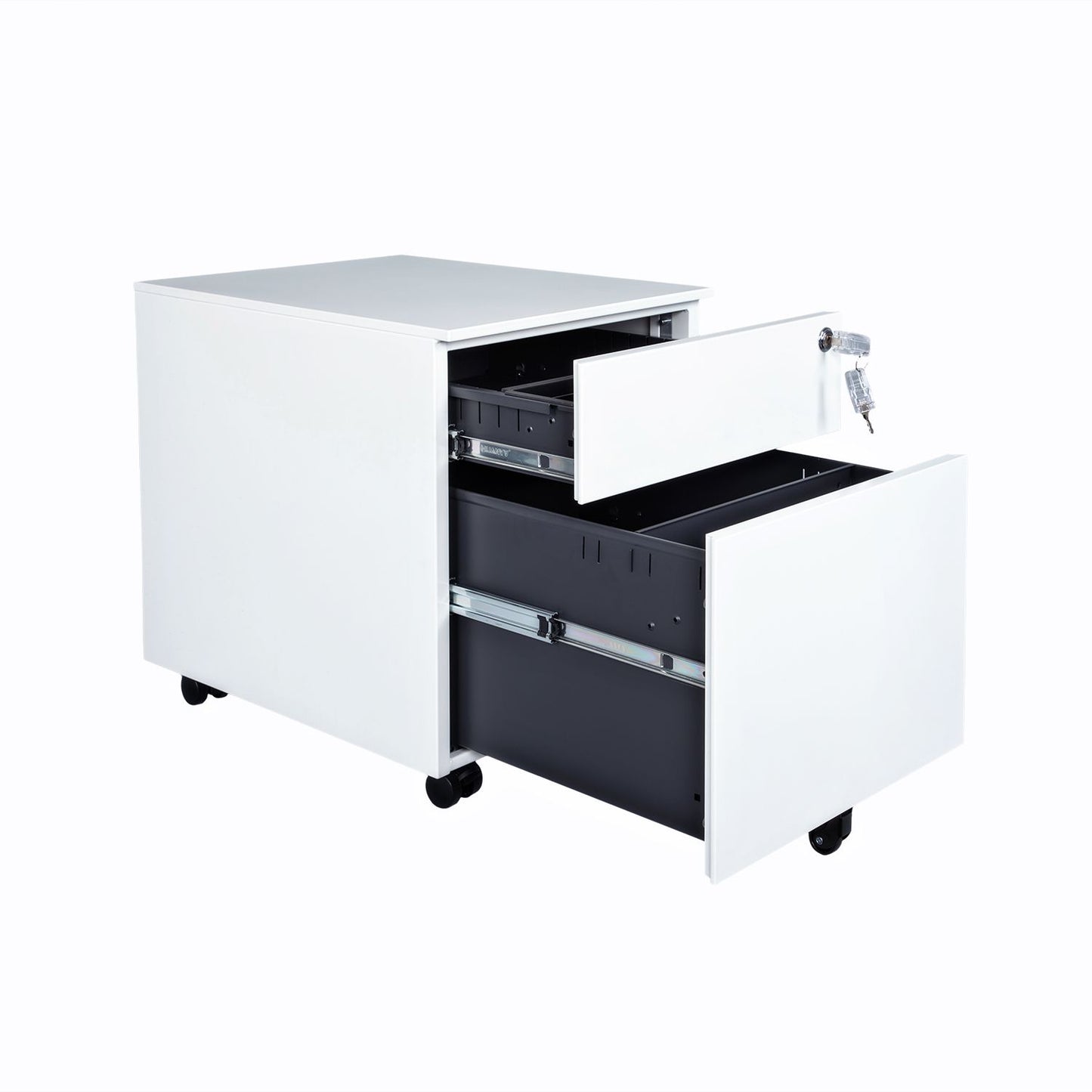 2 Drawer Mobile File Cabinet with Lock Metal Filing Cabinet for Legal/Letter/A4/F4 Size, Fully Assembled Include Wheels, Home/Office Design