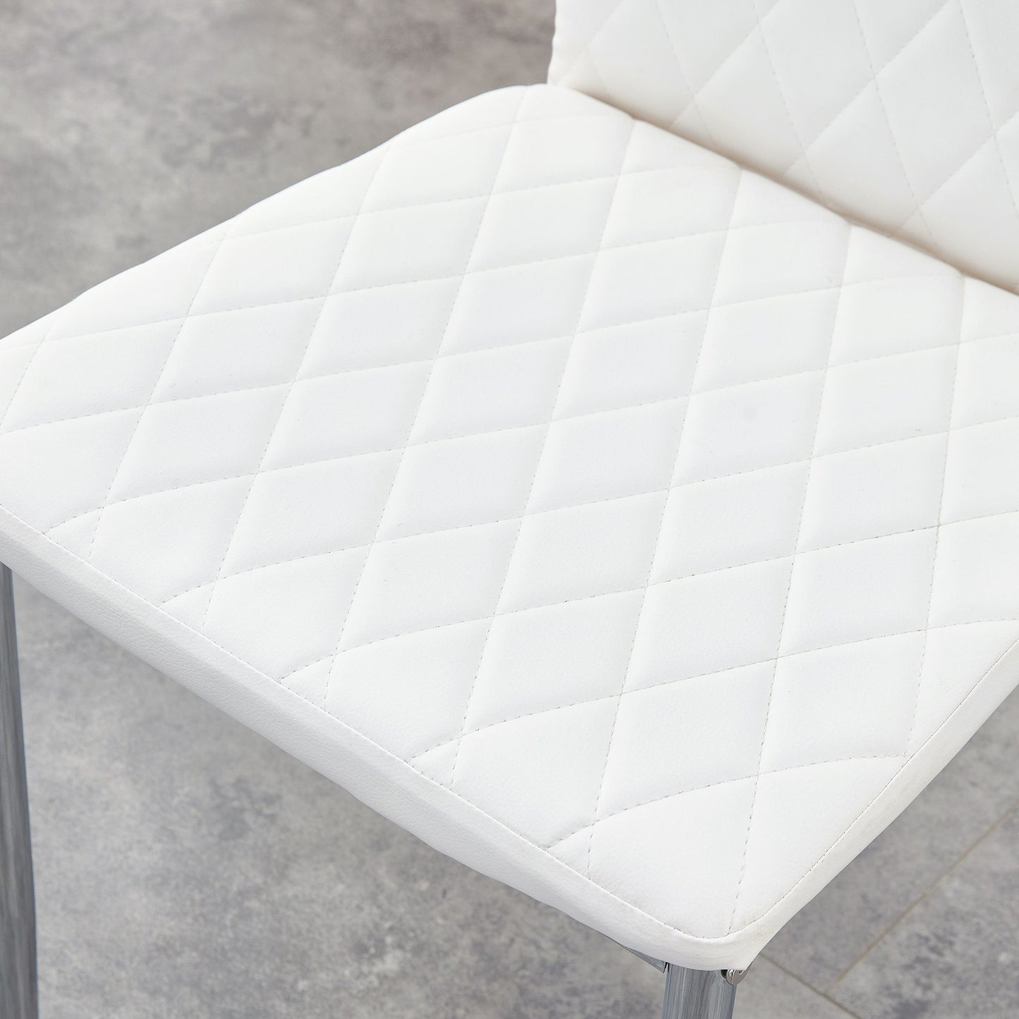 [SET OF 4] Grid armless white high backrest dining chair