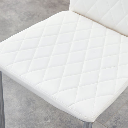 [SET OF 4] Grid armless white high backrest dining chair