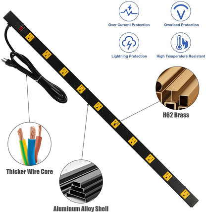 Bosonshop Surge Protector Power Strip with Outlets  Ports 6-Foot Cord for Home, Office -Black (1, 10outlets)